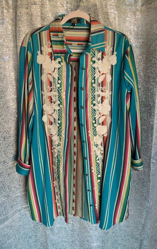 Lucky & Blessed Southwestern Serape Floral Embroidered Long sleeved, cardigan